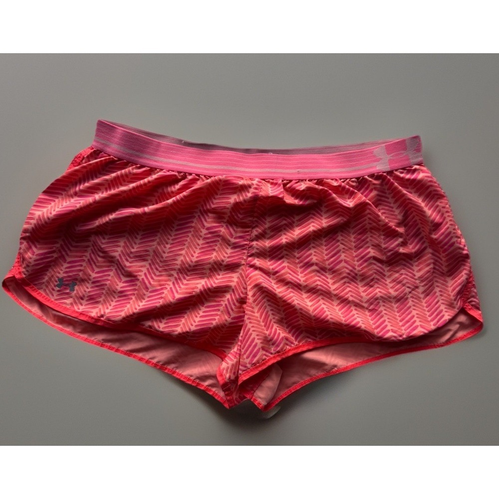 Under Armour Women's Heat Gear Orange Print Athletic Shorts Size XL  Running